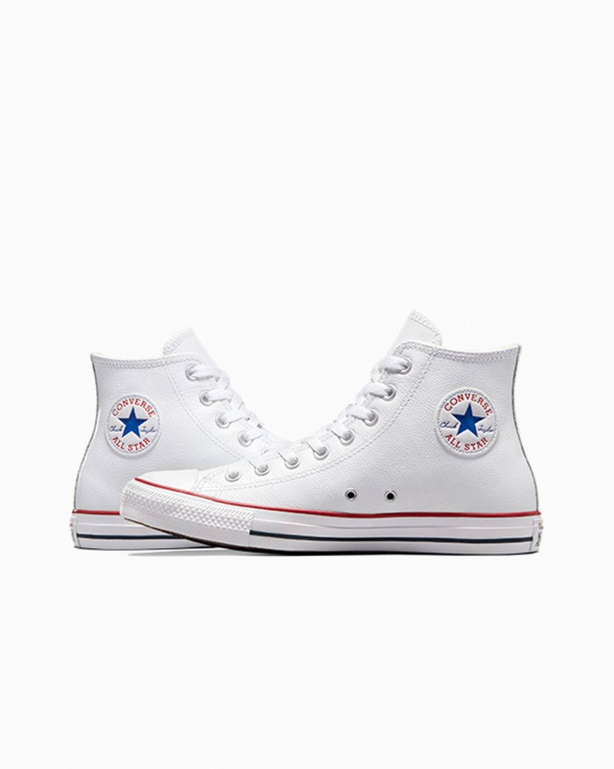 Zapatillas Altas Converse Chuck Taylor All Star Cuero Mujer Blancas | PE 4E8275